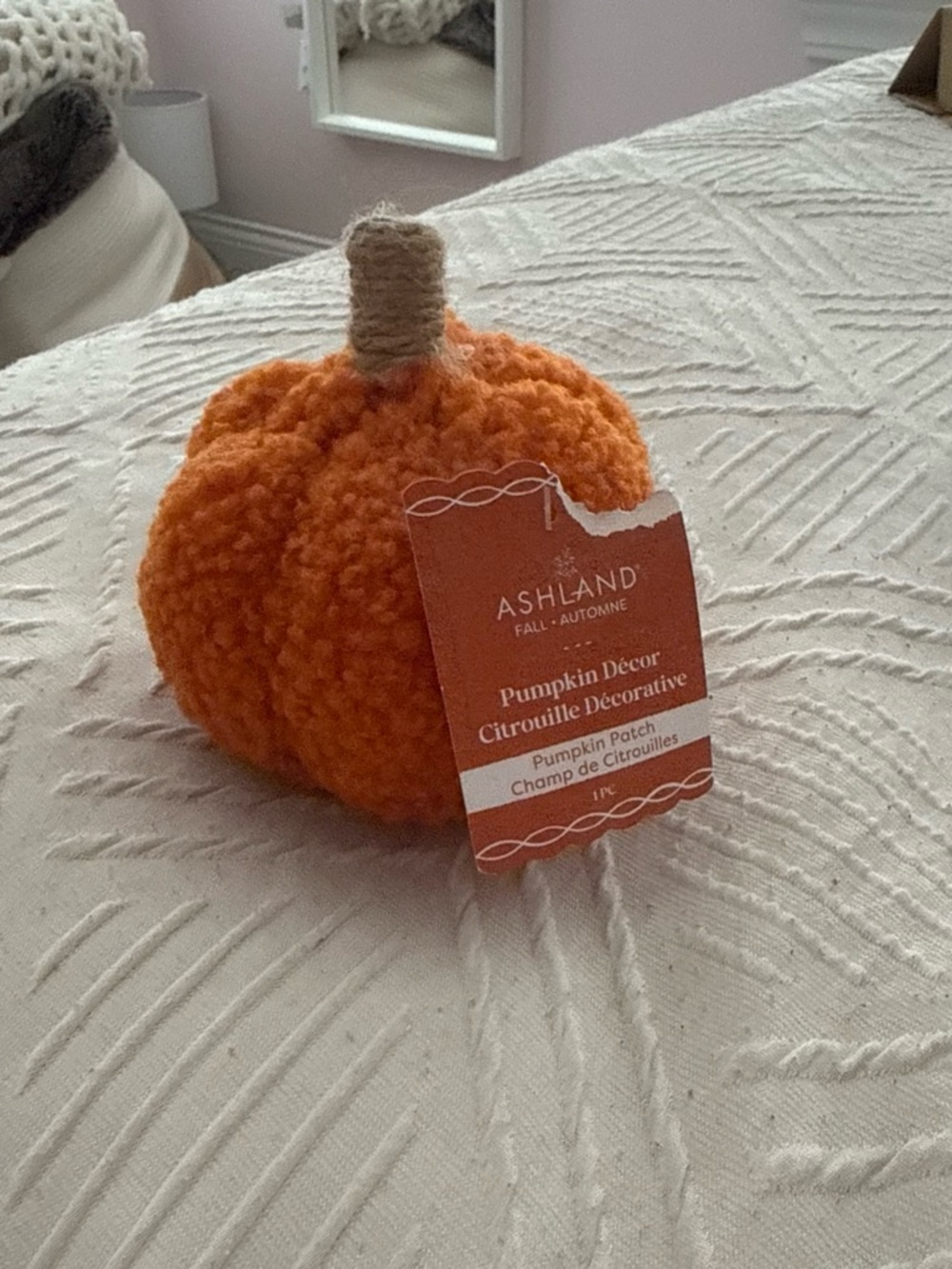 Ashland Bright Orange Knit Pumpkin with Tan Stem